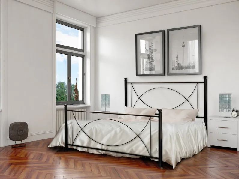Letto moderno in ferro battuto Laguna con testiera e pediera di Florentiabed