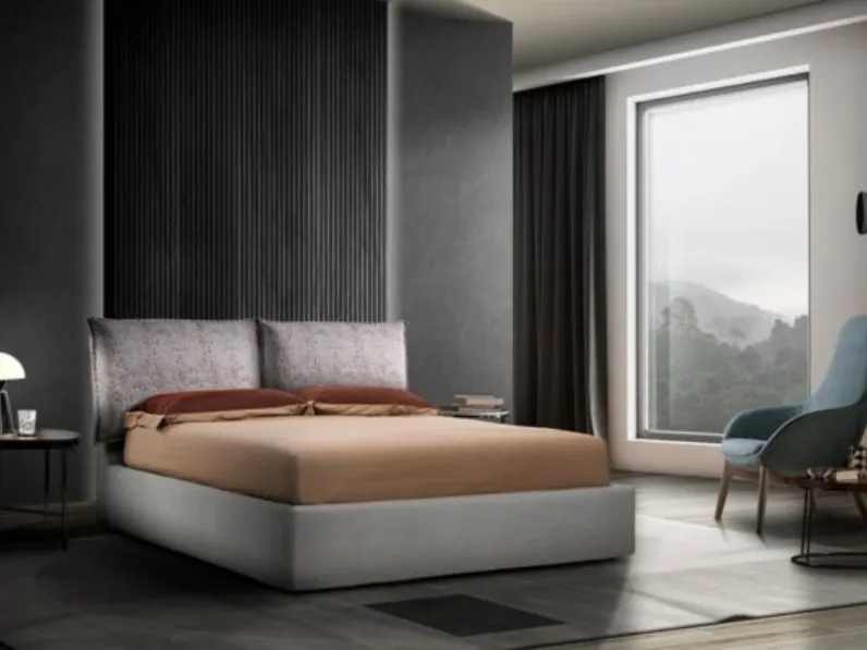 Letto Leilah in tessuto con box contenitore di Gamma Salotti