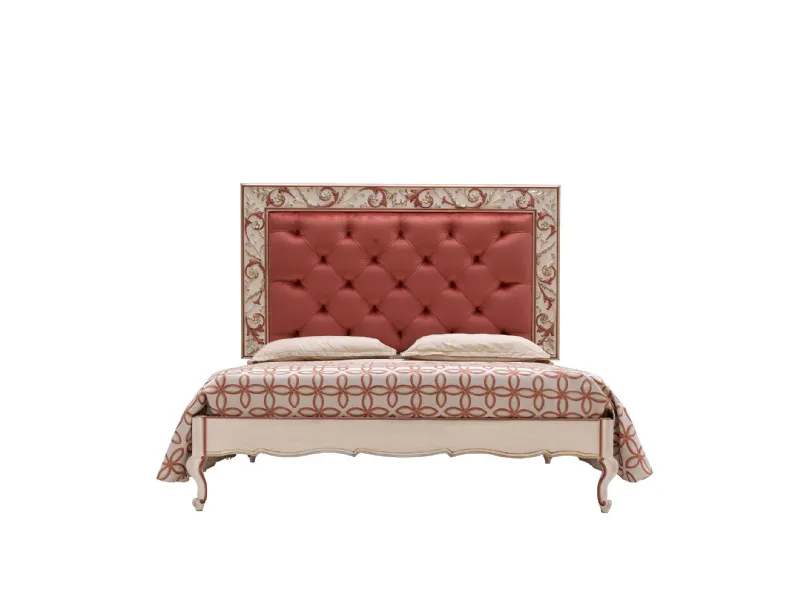 Letto 2427 con testiera in tessuto imbottito di Silvano Grifoni