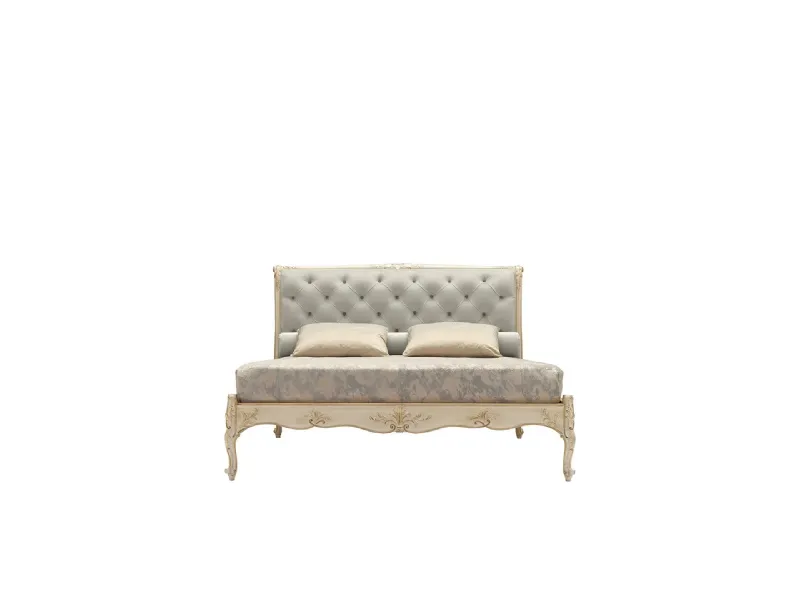 Letto 2460 con testiera in tessuto trapuntato di Silvano Grifoni