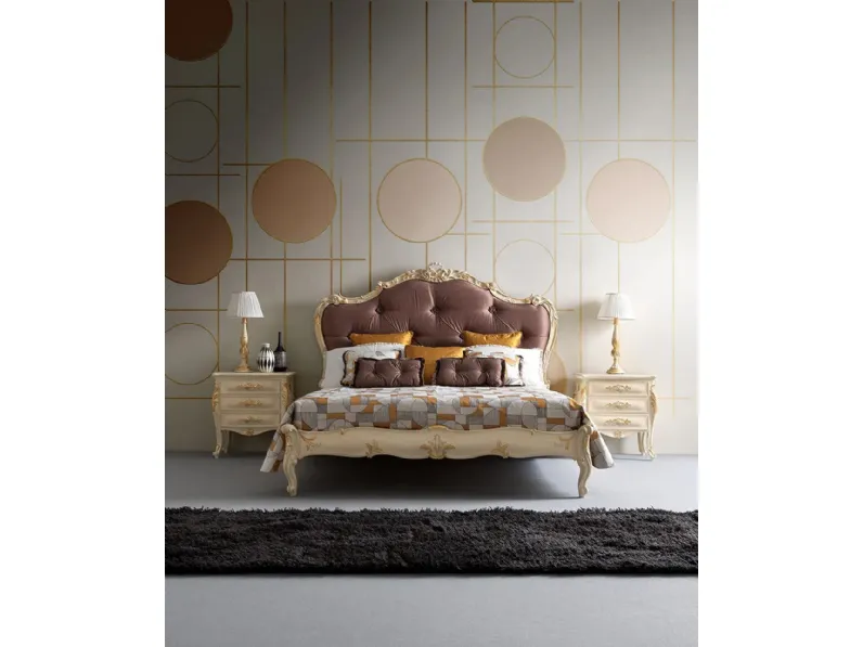 Letto 2498 con testiera in tessuto imbottito di Silvano Grifoni