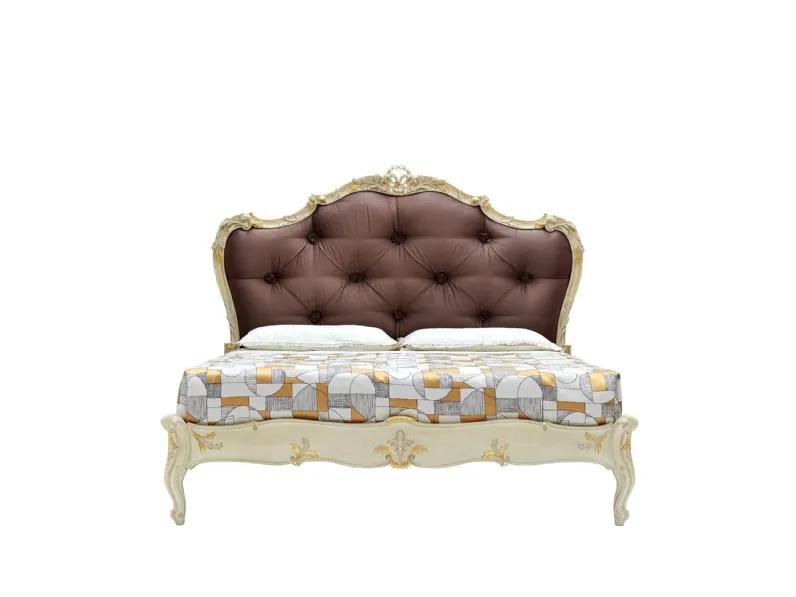 Letto 2498 con testiera in tessuto imbottito di Silvano Grifoni