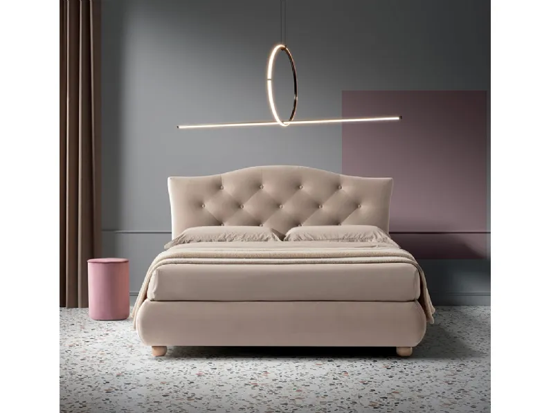 Letto in tessuto imbottito con testiera trapuntata Lolite di Nefi Italia