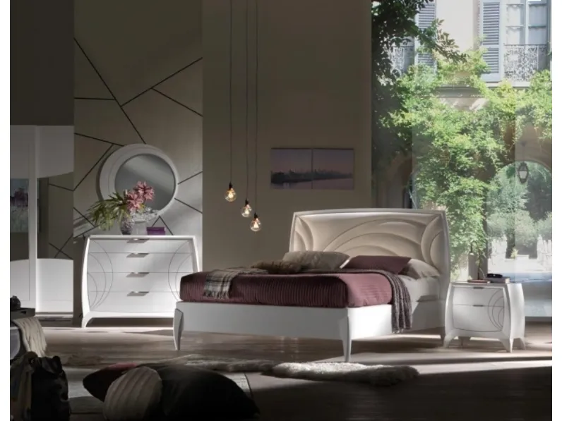 Letto Luna art 5155 con testiera imbottita di Padovani Mobili