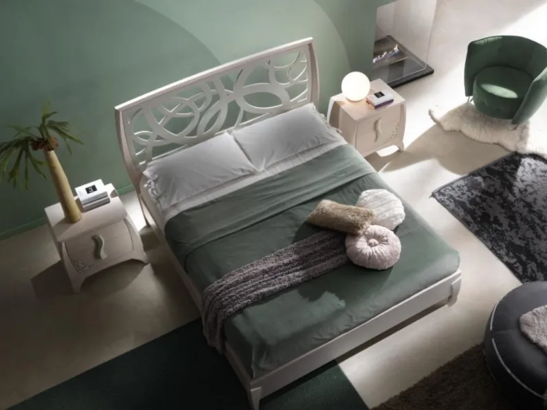 Letto Luna art 5208 in laccato Tortora di Padovani Mobili