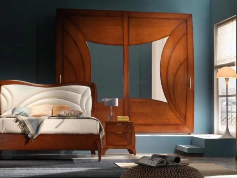 Letto Luna art 5222 in Noce con testiera imbottita di Padovani Mobili