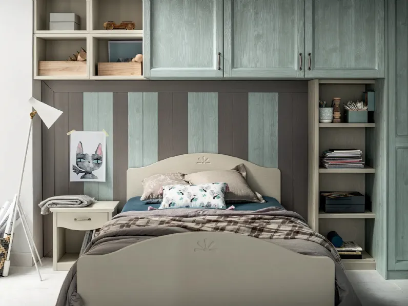 Letto ad una piazza e mezza in legno laccato Luna di Callesella