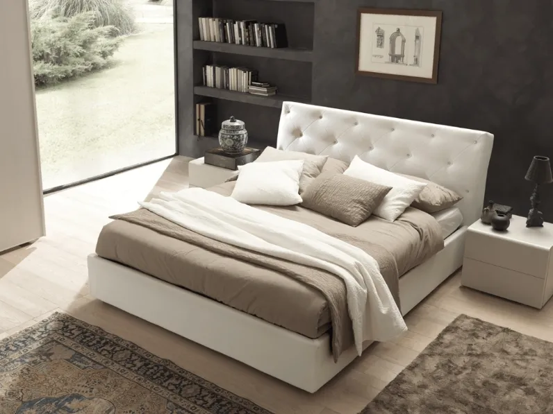 Letto imbottito con testiera e box contenitore Luxury di Felver
