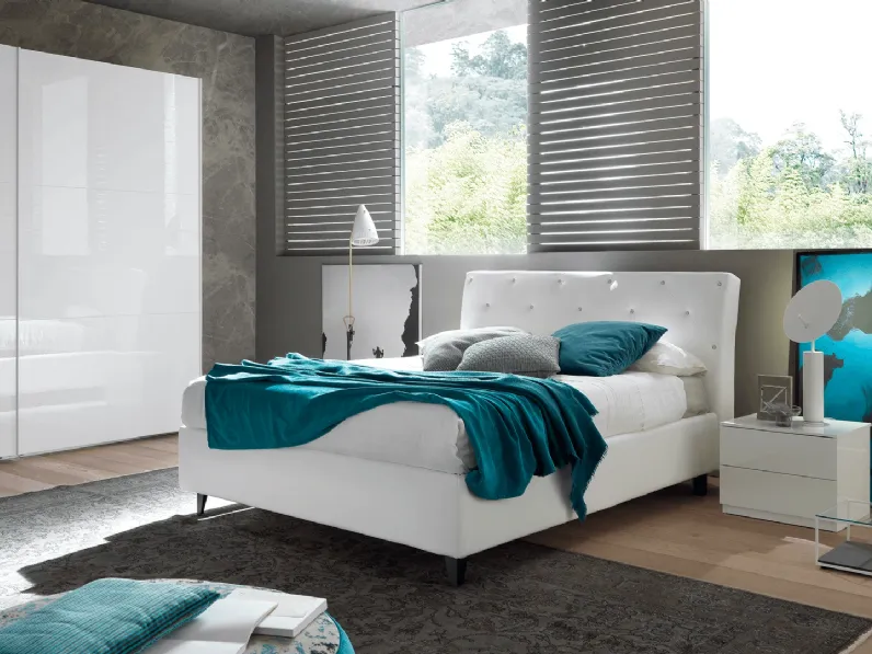Letto imbottito con testiera e box contenitore Luxury di Felver
