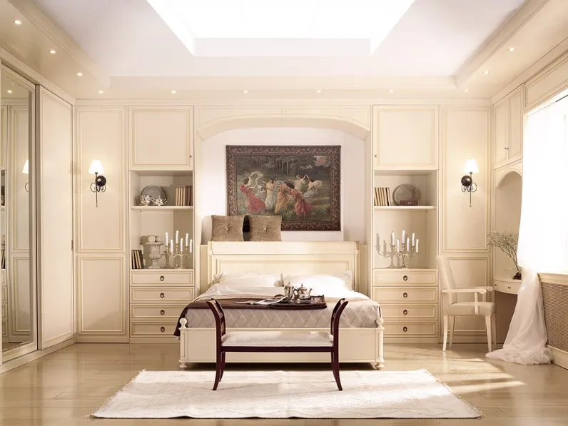 Letto con testiera in patinato Magnolia Morfeo M225 di Ferretti e Ferretti