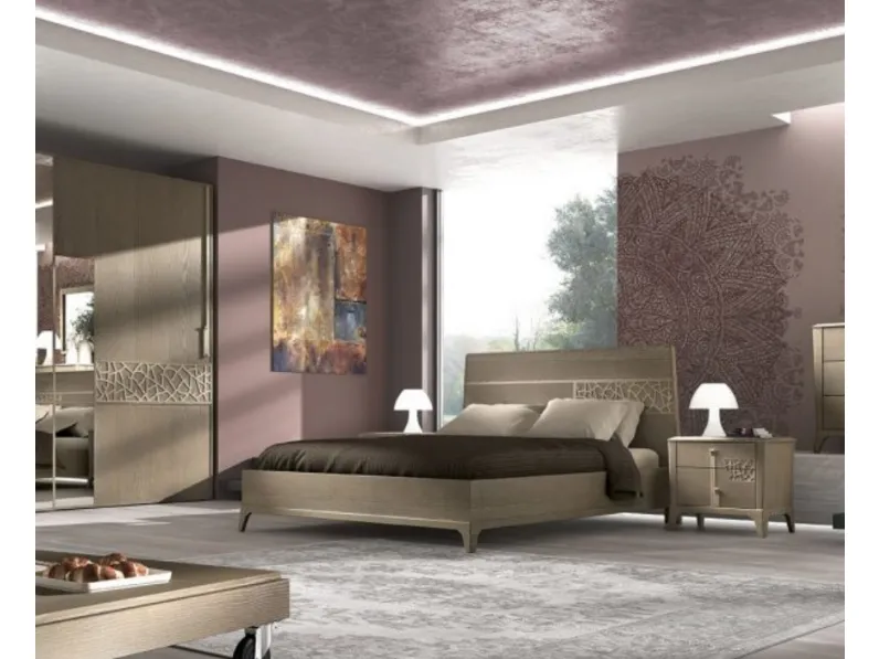 Letto Manhattan art 6054 finitura Creta poro aperto di Padovani Mobili