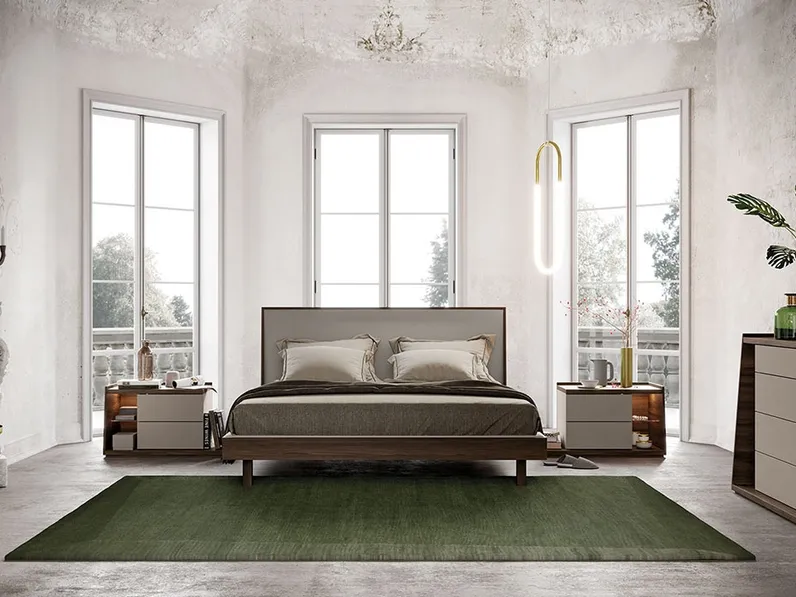 Letto in legno con testiera imbottita Maya di Kico