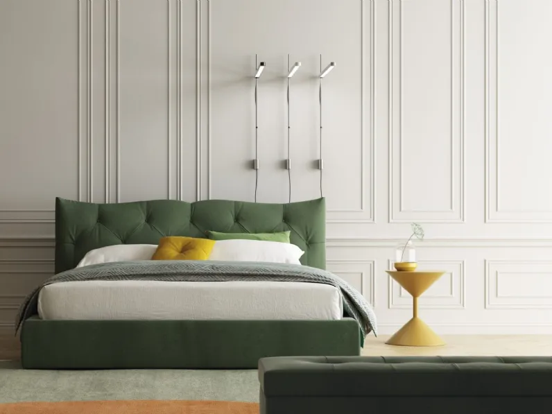 Letto in tessuto trapuntato Meneo con contenitore di Biba Salotti