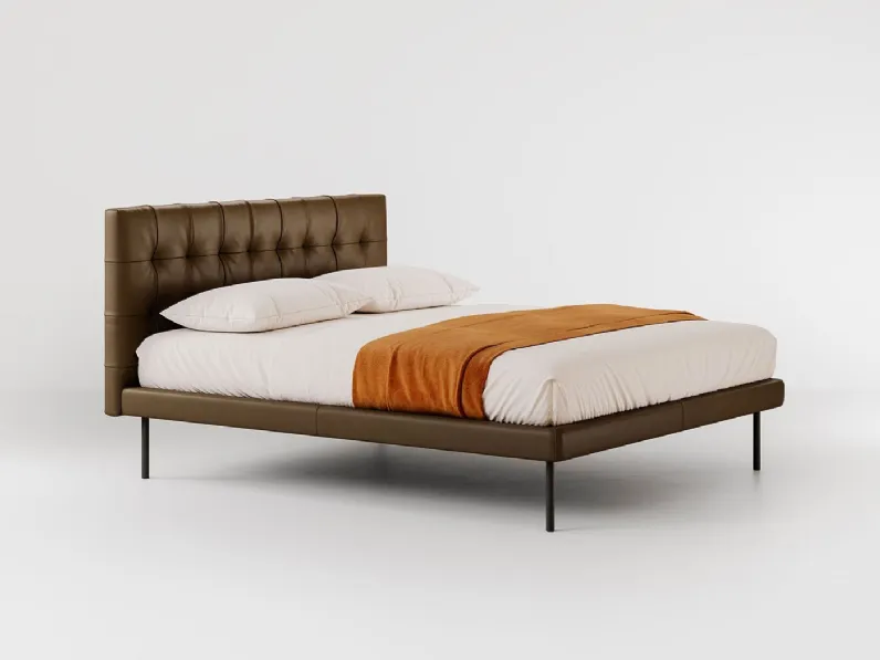 Letto in pelle con testiera trapuntata Metropolitan deluxe di Bolzan Letti
