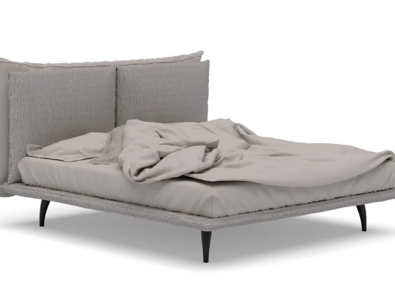 Letto in tessuto con testiera con due cuscini imbottiti Manet Plus di Migliorino