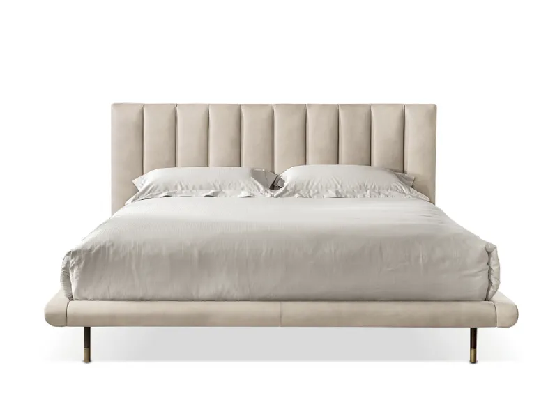 Letto Mirage Easy in pelle con testiera trapuntata di Cantori