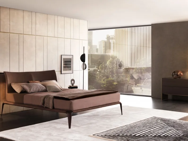 Letto con testiera in pelle Margareth di Misuraemme