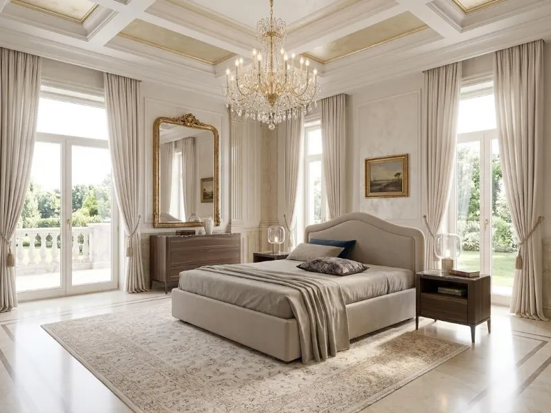 Letto classico Mito con testiera sagomata di Confort Line