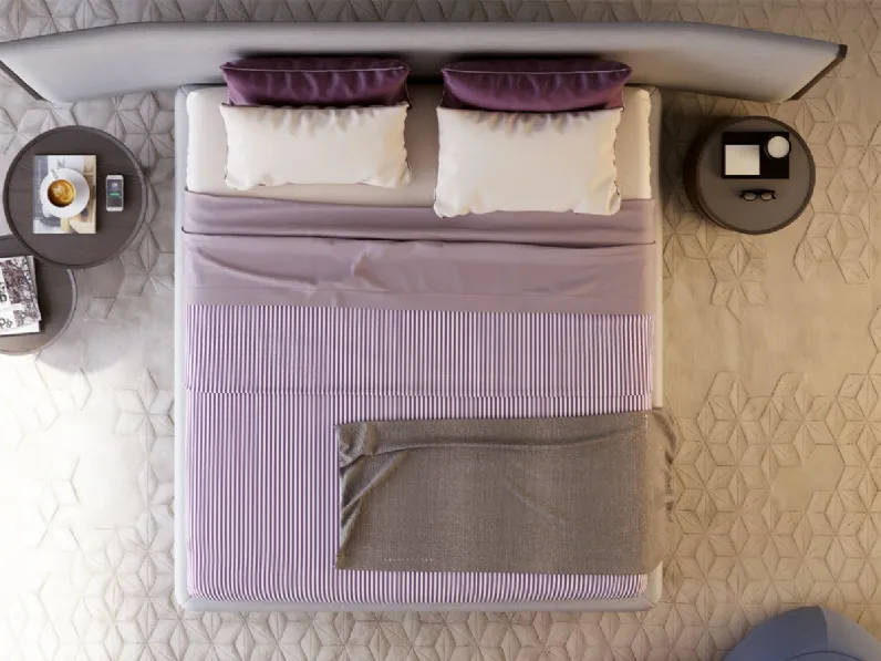 Letto con testiera in tessuto e legno Eos Large di Mobilform