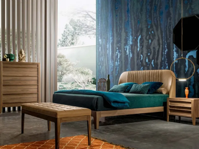 Letto in legno con testiera in ecopelle Alba di Modesign