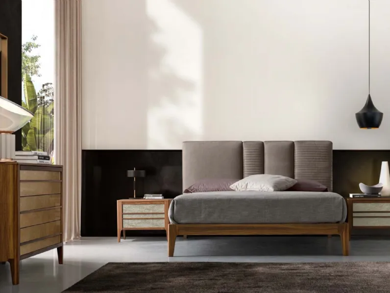 Letto Rainbow in legno con testiera in ecopelle di Modesign