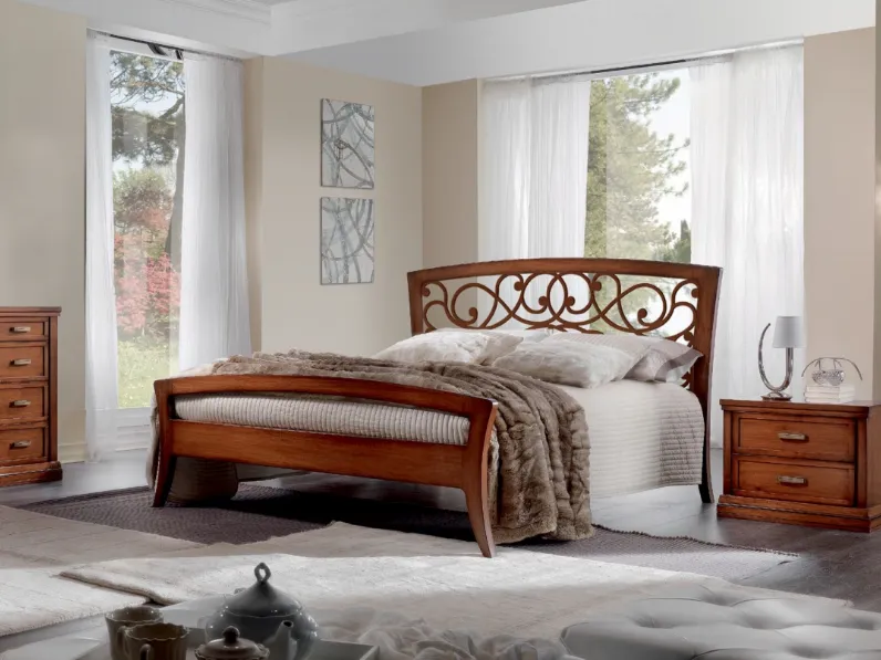 Letto Modigliani FMG293 in legno con testiera traforata di Betamobili