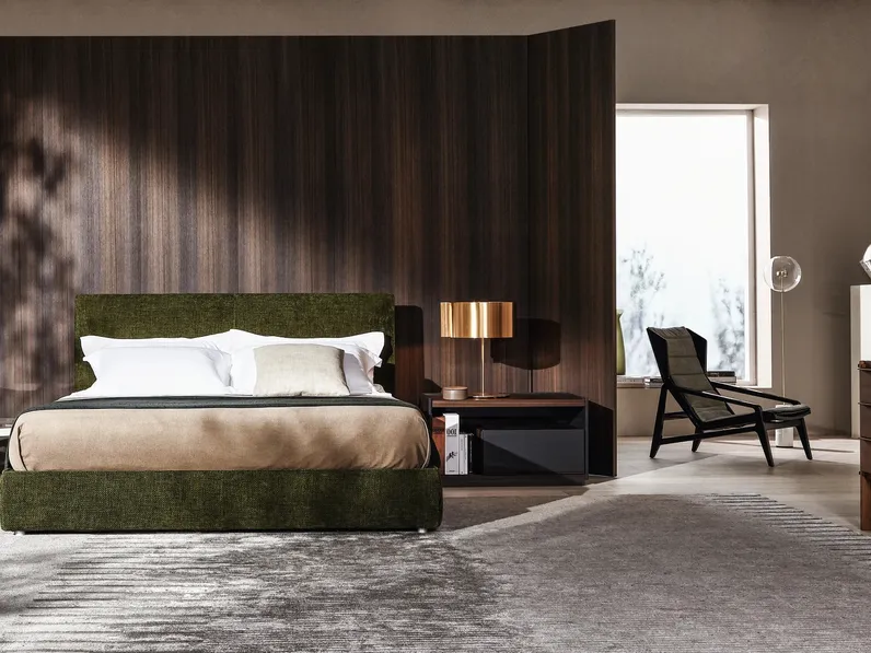 Letto matrimoniale in tessuto imbottito Ribbon di Molteni & C
