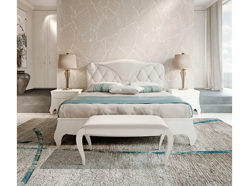 Letto imbottito con testiera effetto capitonné Mon Amour di Fasolin