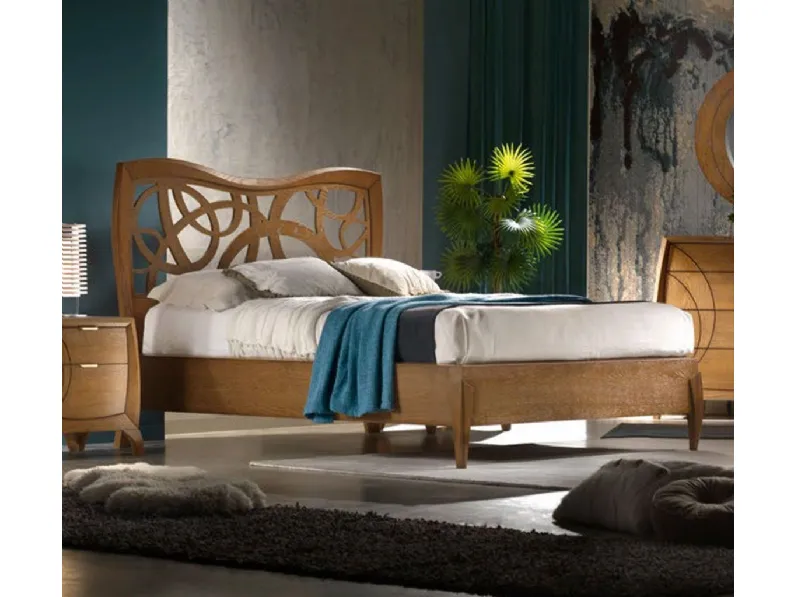 Letto Moon PIG5104 in legno con testiera traforata di Betamobili