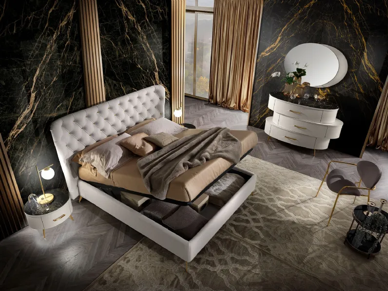 Letto in tessuto con contenitore Movida Luxury di Mobil Più