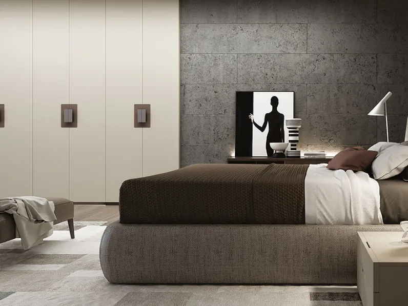 Letto in tessuto con contenitore Mythos di Mobilform