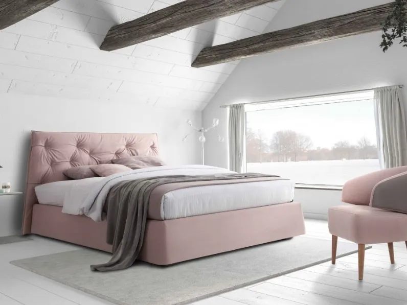 Letto in tessuto imbottito con testiera trapuntata Nido di Confort Line