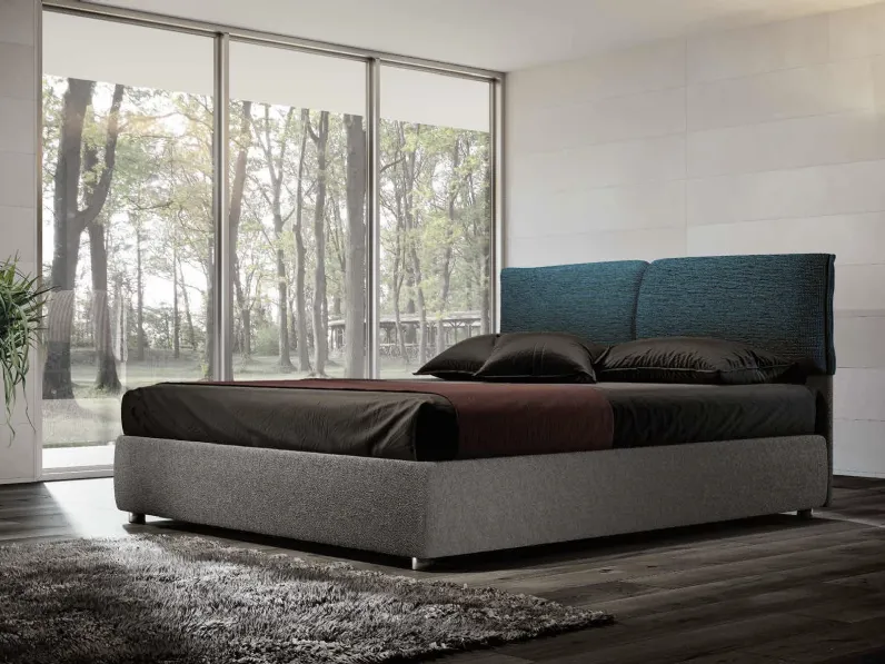 Letto matrimoniale con testiera in tessuto imbottito Nora di Imab