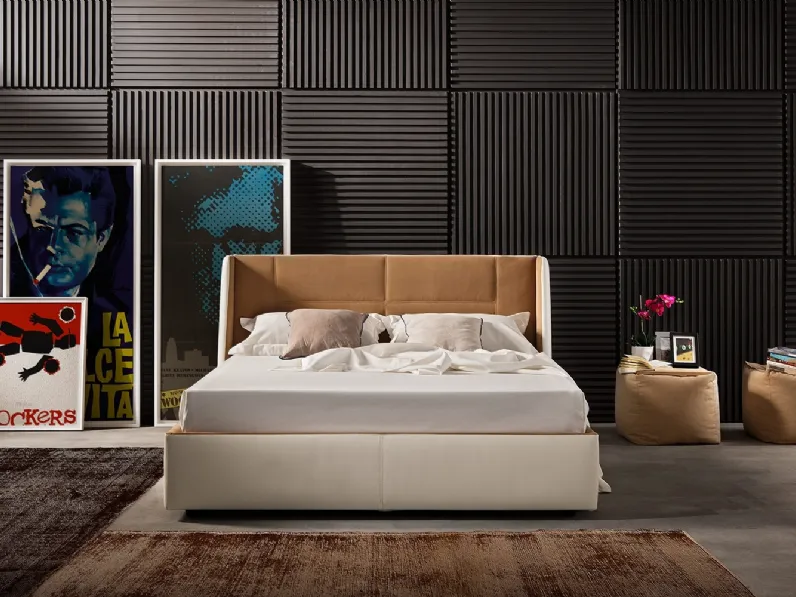 Letto in pelle con testiera Maya LX di Novaluna
