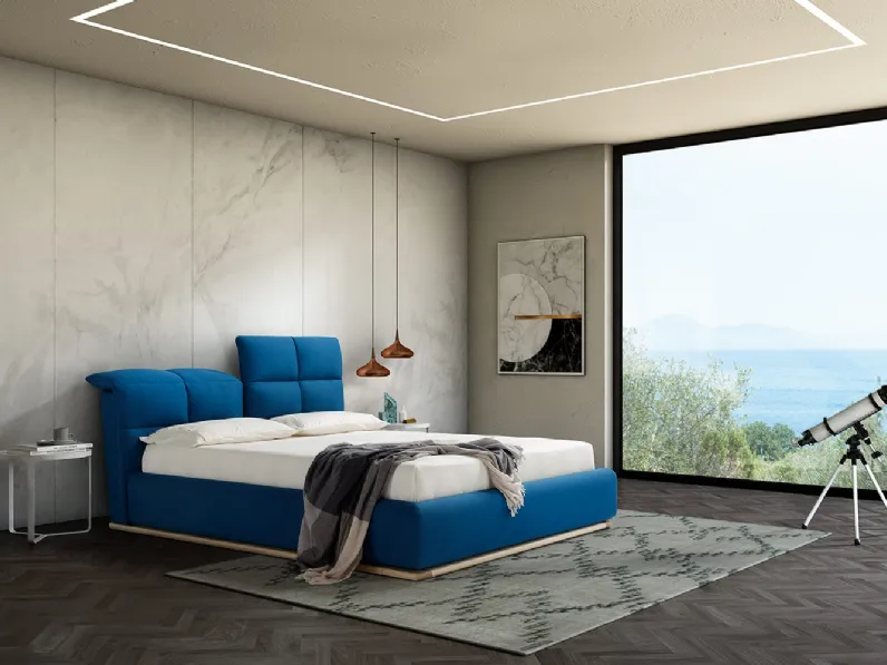 Letto matrimoniale imbottito con testiera sdoppiata Miami di Novaluna