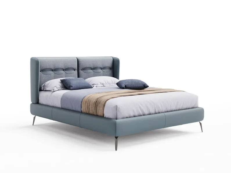 Letto Morgan in pelle e tessuto di Novaluna