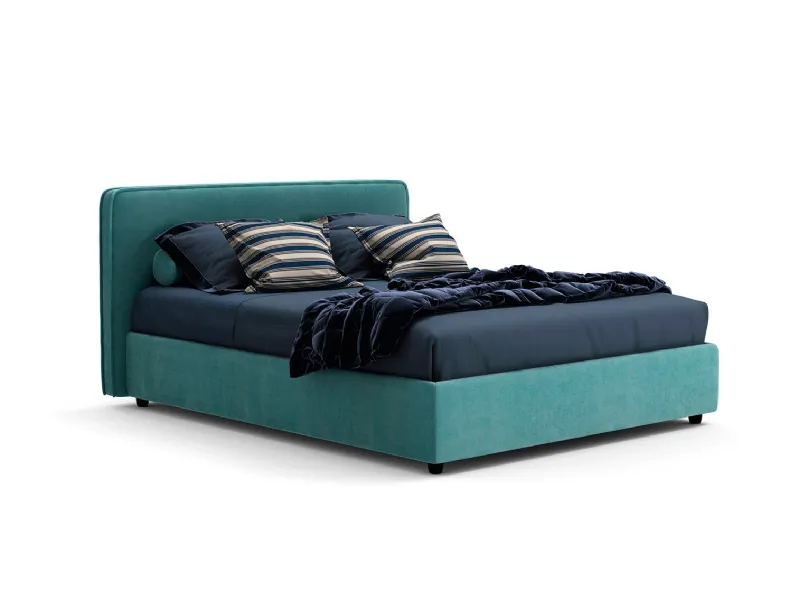 Letto matrimoniale in tessuto con testiera imbottita Snap di Novaluna