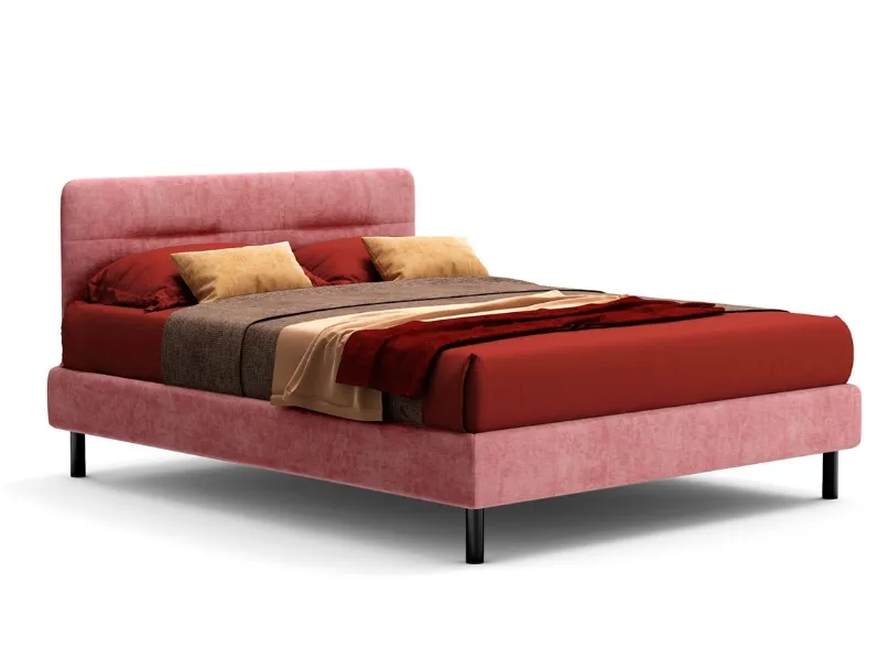 Letto in tessuto imbottito con testiera Toledo di Novaluna