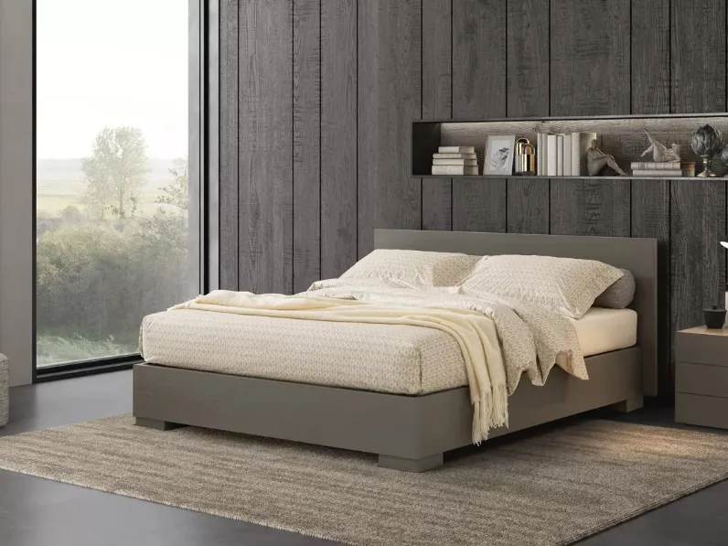 Letto in legno con testiera e base contenitore Valdo di Oggioni