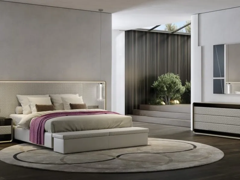 Letto in pelle con testiera trapuntata Oh XL di Reflex