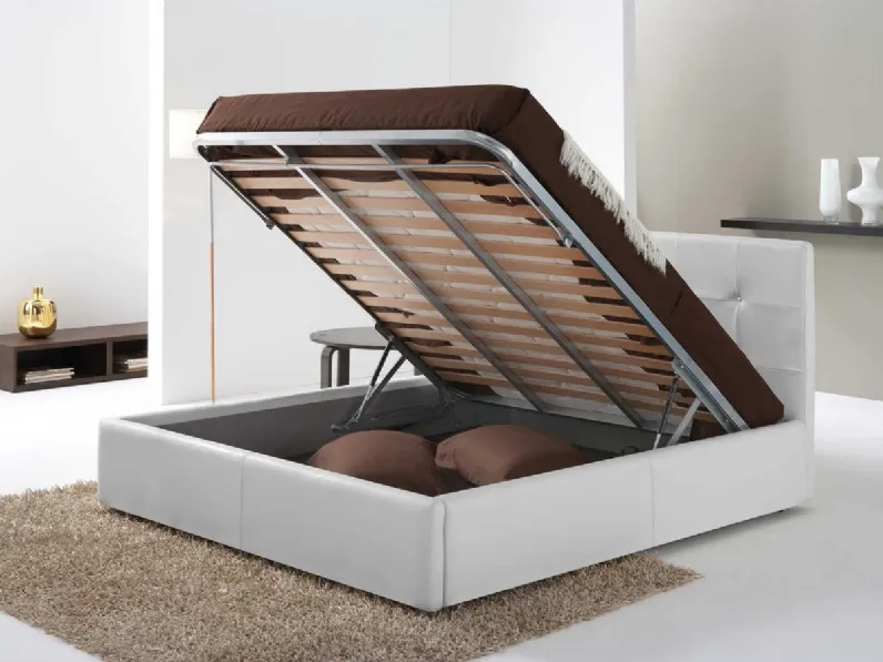 Letto in pelle con box contenitore Olbia di Tancredi salotti