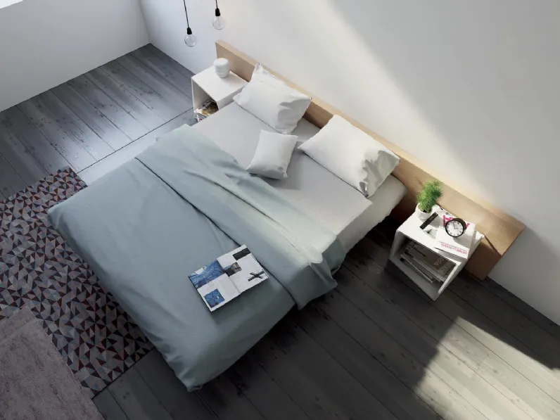 Letto autoportante Opera 1425/65 in legno di abete spazzolato di Fratelli Mirandola