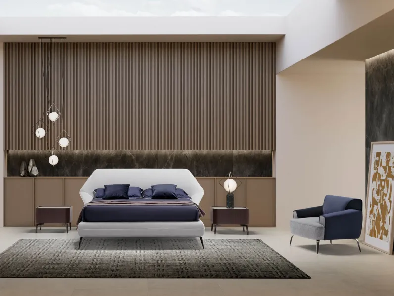Letto imbottito Origami Slim di Novaluna
