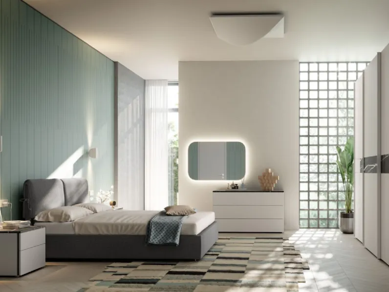 Letto imbottito in tessuto Lenox Night 08 di Orme