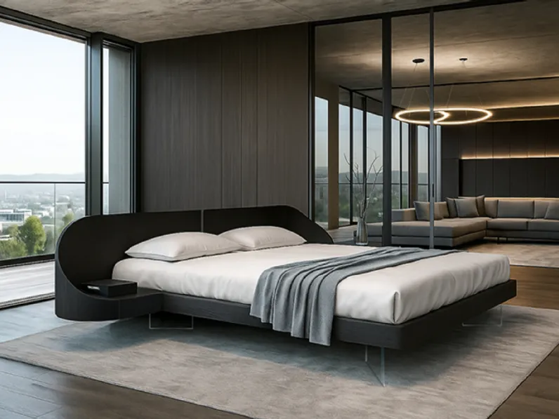 Letto Ottanta laccato nero di Voltan