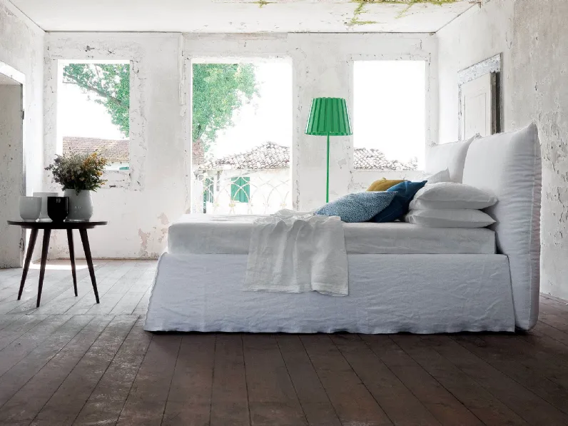 Letto Over in tessuto bianco di Flexteam