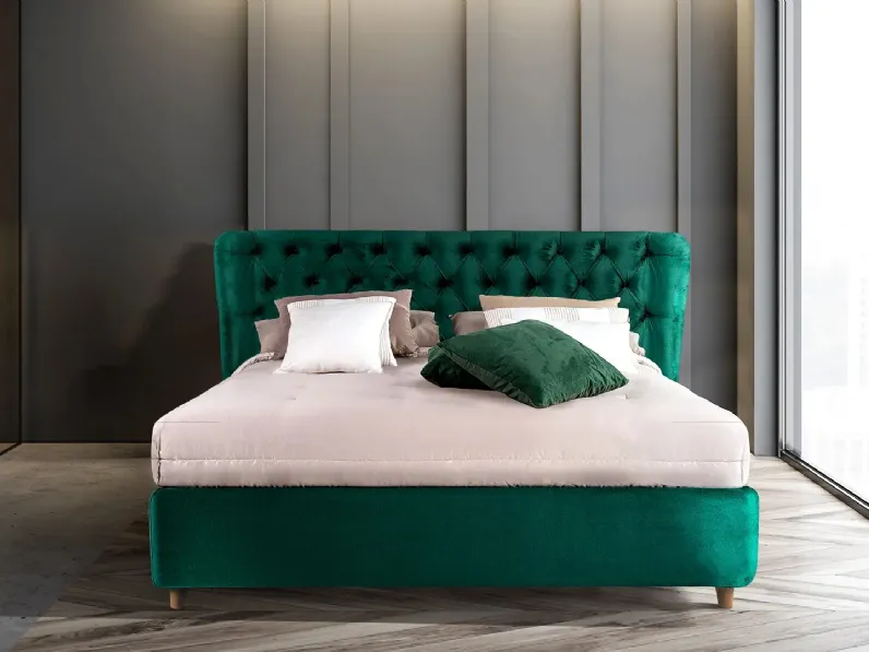 Letto Pienza in velluto imbottito e trapuntato di Noi della Notte