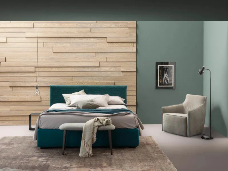 Letto matrimoniale in tessuto con testiera Plain di Bside