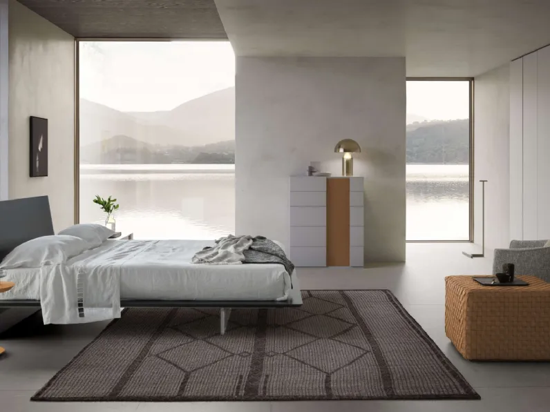 Letto con testiera Plana in laccato opaco di Presotto