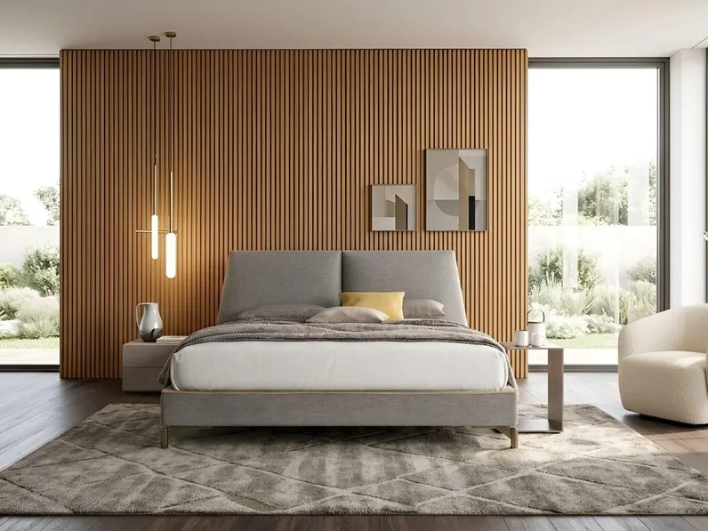 Letto in tessuto con testiera imbottita Profilo di Confort Line